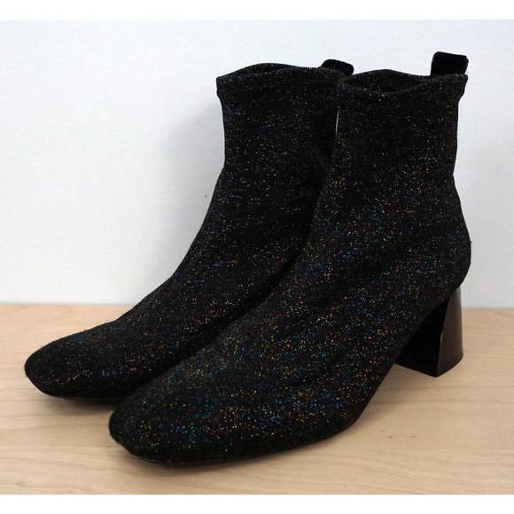 ZARA TRAFALUC Black Multicolor Metallic Stretch High Heel Ankle Boots 38 US 7.5 - Picture 5 of 8